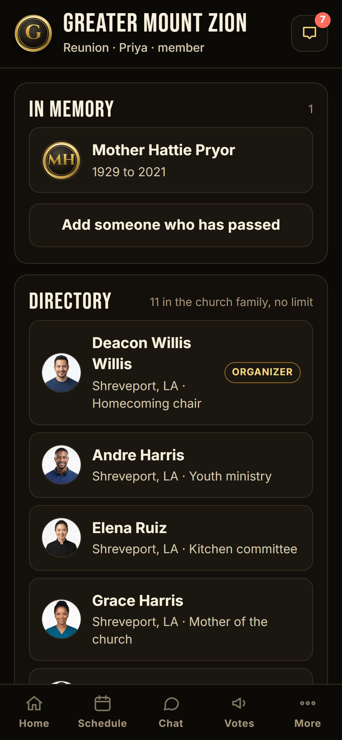 The directory with a remembrance list