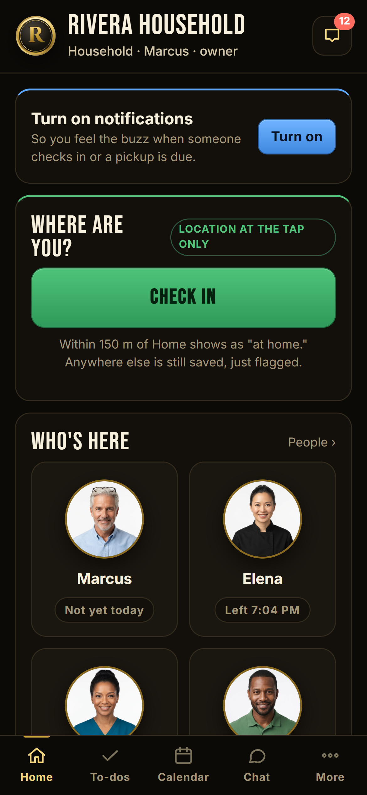 Household home screen