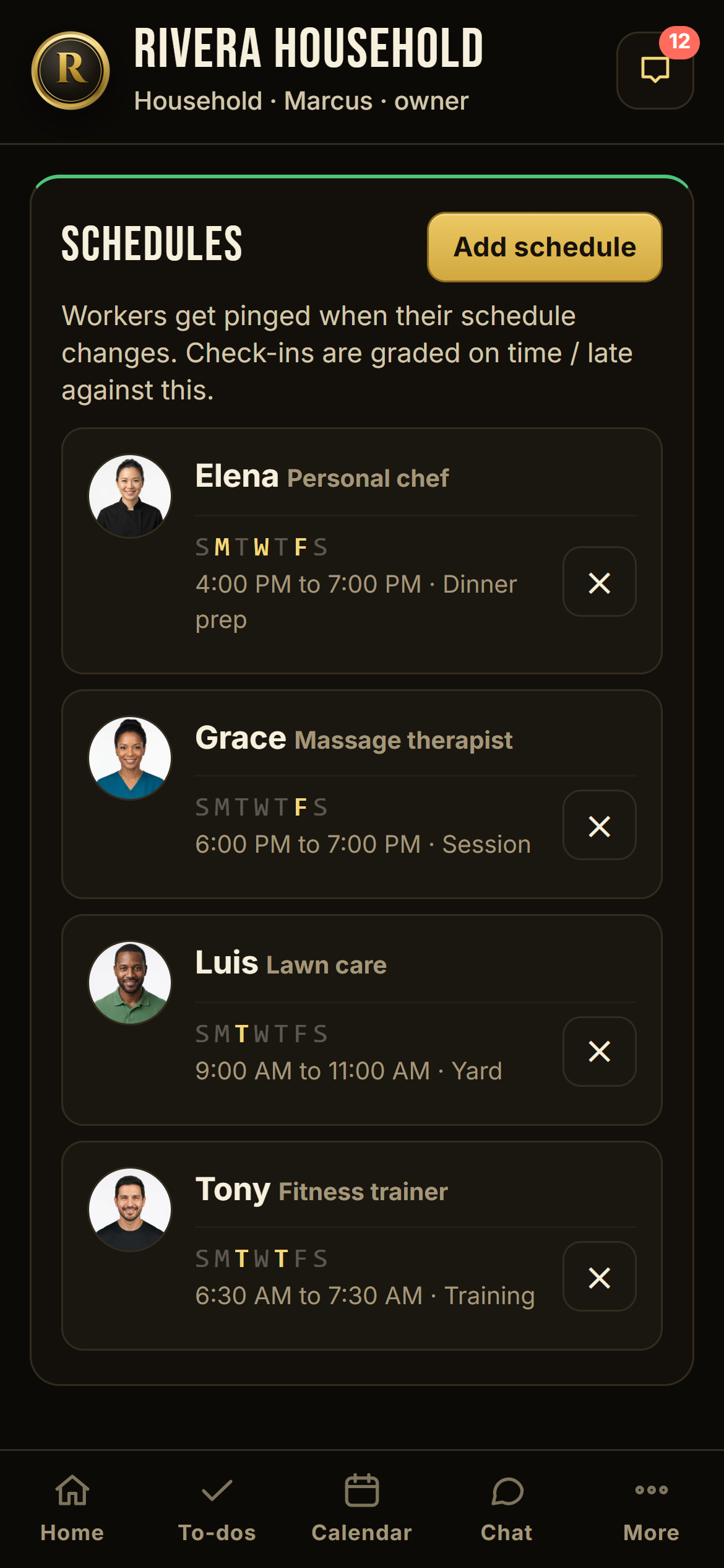 Schedules for every worker