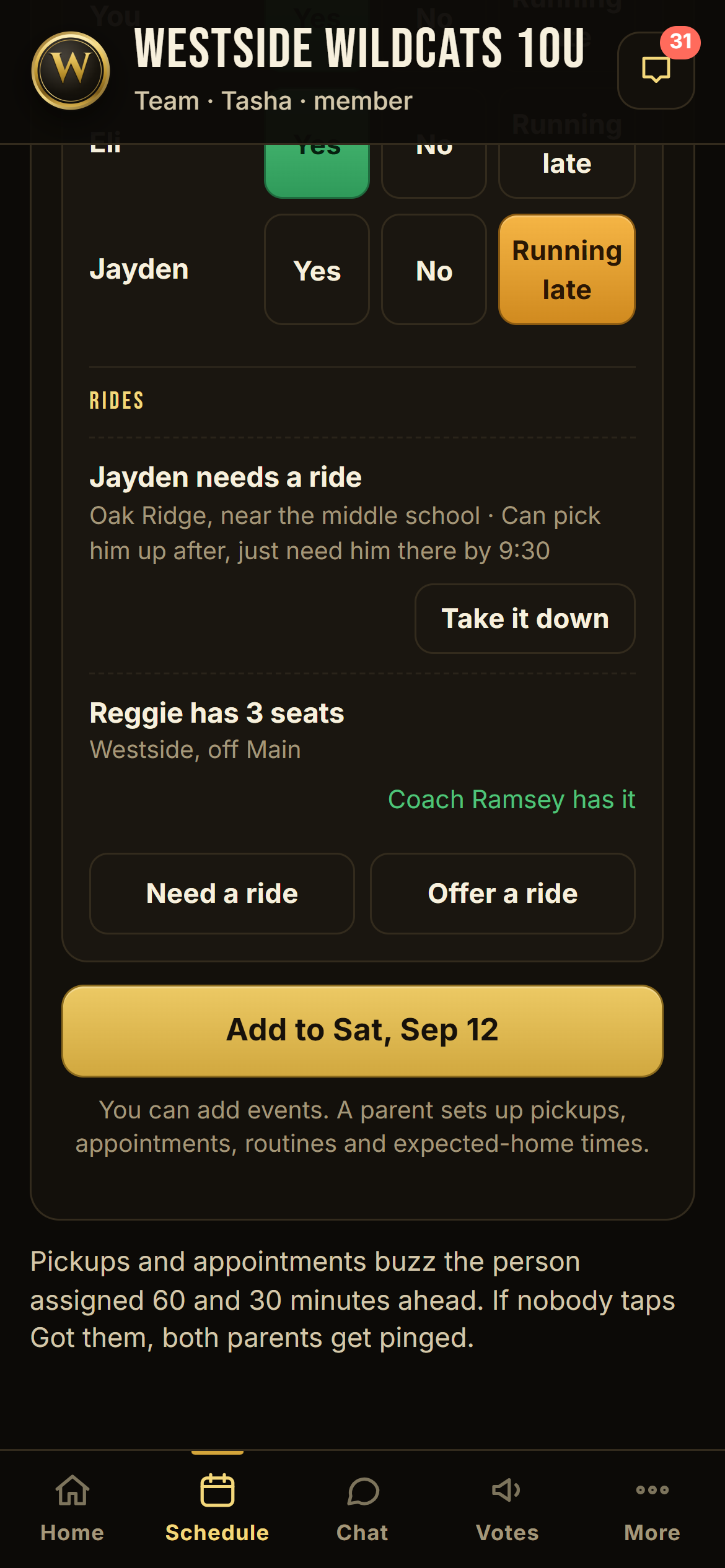 Nobody misses a game over a ride